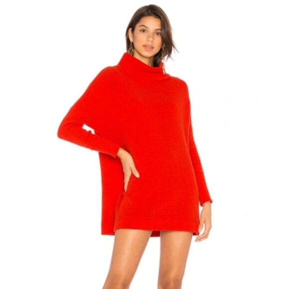Free People Tomato Red Ottoman Slouchy Tunic Sweater Size Small - Picture 2 of 8